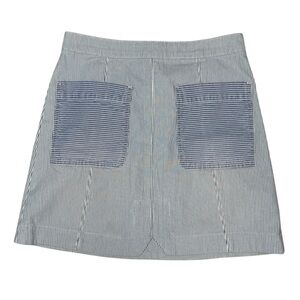 Anthropologie‎ Pilcro Striped Denim Patch Pocket Mini Skirt